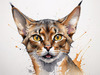 Sketchy Illustration of an Abyssinian Cat in Abstract Style