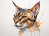 Sketchy Illustration of an Abyssinian Cat in Abstract Style