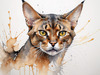 Sketchy Illustration of an Abyssinian Cat in Abstract Style