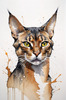 Sketchy Illustration of an Abyssinian Cat in Abstract Style