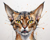Sketchy Illustration of an Abyssinian Cat in Abstract Style