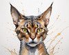 Sketchy Illustration of an Abyssinian Cat in Abstract Style