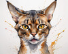 Sketchy Illustration of an Abyssinian Cat in Abstract Style