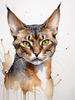 Sketchy Illustration of an Abyssinian Cat in Abstract Style