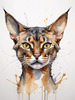 Sketchy Illustration of an Abyssinian Cat in Abstract Style