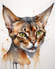Sketchy Illustration of an Abyssinian Cat in Abstract Style