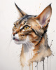 Sketchy Illustration of an Abyssinian Cat in Abstract Style