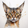 Sketchy Illustration of an Abyssinian Cat in Abstract Style