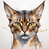 Sketchy Illustration of an Abyssinian Cat in Abstract Style