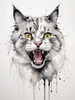 Sketchy Abstract Art of an American Bobtail Cat's Alert Face