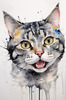 Abstract Sketch of an American Shorthair Cat's Face with Striped Pattern