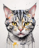 Abstract Sketch of an American Shorthair Cat's Face with Striped Pattern
