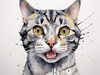 Abstract Sketch of an American Shorthair Cat's Face with Striped Pattern