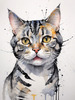 Abstract Sketch of an American Shorthair Cat's Face with Striped Pattern