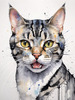 Abstract Sketch of an American Shorthair Cat's Face with Striped Pattern