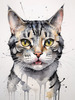 Abstract Sketch of an American Shorthair Cat's Face with Striped Pattern