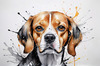 Sketchy Abstract Art of a Beagle's Face with Floppy Ears and Curious Eyes