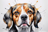Sketchy Abstract Art of a Beagle's Face with Floppy Ears and Curious Eyes