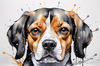 Sketchy Abstract Art of a Beagle's Face with Floppy Ears and Curious Eyes