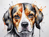 Sketchy Abstract Art of a Beagle's Face with Floppy Ears and Curious Eyes