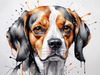 Sketchy Abstract Art of a Beagle's Face with Floppy Ears and Curious Eyes