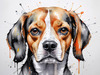 Sketchy Abstract Art of a Beagle's Face with Floppy Ears and Curious Eyes
