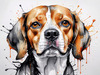 Sketchy Abstract Art of a Beagle's Face with Floppy Ears and Curious Eyes