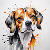 Sketchy Abstract Art of a Beagle's Face with Floppy Ears and Curious Eyes