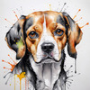 Sketchy Abstract Art of a Beagle's Face with Floppy Ears and Curious Eyes