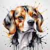 Sketchy Abstract Art of a Beagle's Face with Floppy Ears and Curious Eyes