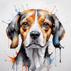 Sketchy Abstract Art of a Beagle's Face with Floppy Ears and Curious Eyes
