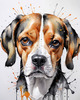 Sketchy Abstract Art of a Beagle's Face with Floppy Ears and Curious Eyes
