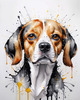 Sketchy Abstract Art of a Beagle's Face with Floppy Ears and Curious Eyes