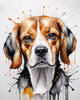Sketchy Abstract Art of a Beagle's Face with Floppy Ears and Curious Eyes