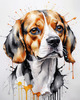 Sketchy Abstract Art of a Beagle's Face with Floppy Ears and Curious Eyes
