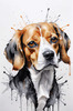 Sketchy Abstract Art of a Beagle's Face with Floppy Ears and Curious Eyes