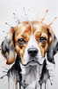 Sketchy Abstract Art of a Beagle's Face with Floppy Ears and Curious Eyes