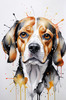 Sketchy Abstract Art of a Beagle's Face with Floppy Ears and Curious Eyes