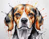 Sketchy Abstract Art of a Beagle's Face with Floppy Ears and Curious Eyes