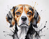 Sketchy Abstract Art of a Beagle's Face with Floppy Ears and Curious Eyes