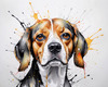 Sketchy Abstract Art of a Beagle's Face with Floppy Ears and Curious Eyes