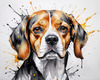 Sketchy Abstract Art of a Beagle's Face with Floppy Ears and Curious Eyes