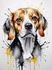 Sketchy Abstract Art of a Beagle's Face with Floppy Ears and Curious Eyes