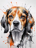 Sketchy Abstract Art of a Beagle's Face with Floppy Ears and Curious Eyes