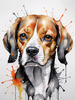Sketchy Abstract Art of a Beagle's Face with Floppy Ears and Curious Eyes