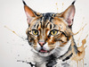 Abstract Art Print of a Bengal Cat with Leopard-Like Spots