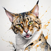 Abstract Art Print of a Bengal Cat with Leopard-Like Spots
