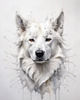 Abstract Sketch of Berger Blanc Suisse with Alert Ears and Calm Eyes