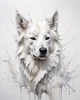 Abstract Sketch of Berger Blanc Suisse with Alert Ears and Calm Eyes