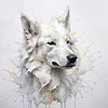 Abstract Sketch of Berger Blanc Suisse with Alert Ears and Calm Eyes